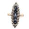 Bague 54 Bague victorienne en or jaune 18 kt avec diamants et saphirs 58 Facettes 381/26 D