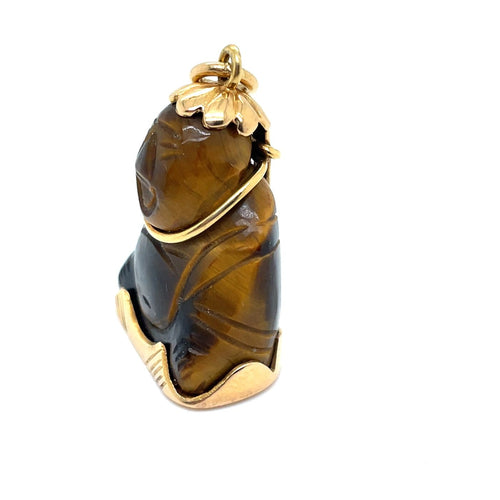 Pendentif Pendentif Bouddha en or jaune et œil de tigre 58 Facettes 00995