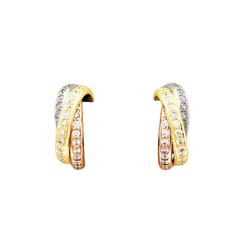 Boucles d'oreilles Cartier Trinity - Boucles d'oreilles en trois ors et diamants 58 Facettes 35638