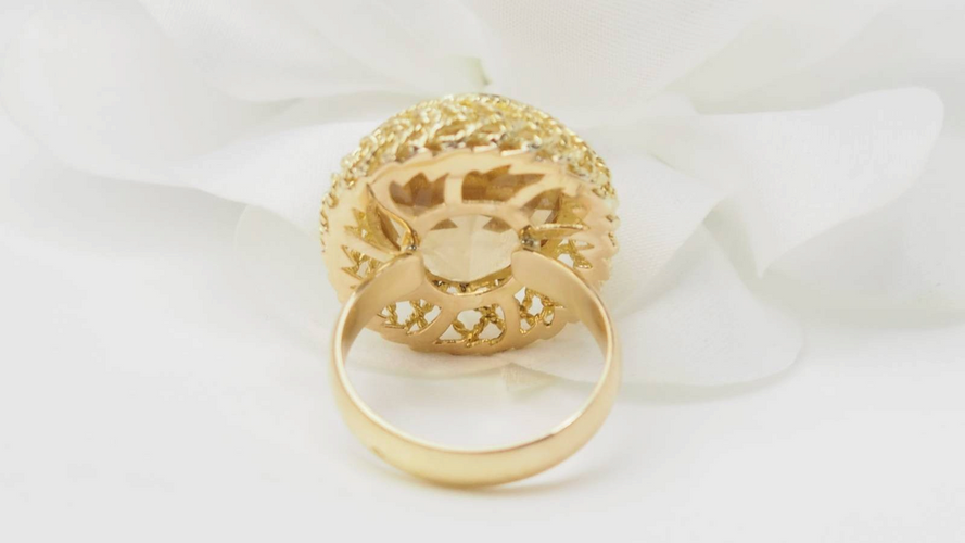 Bague 55 Bague filigranée en or jaune avec citrine facettée 58 Facettes 32760