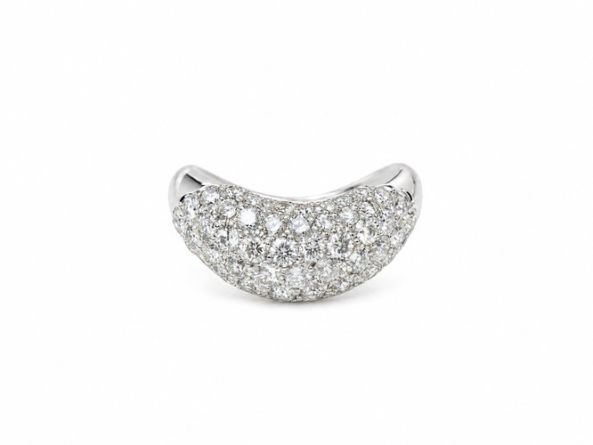 Bague 51 Bague vague pavée de diamants en or blanc 58 Facettes 33754
