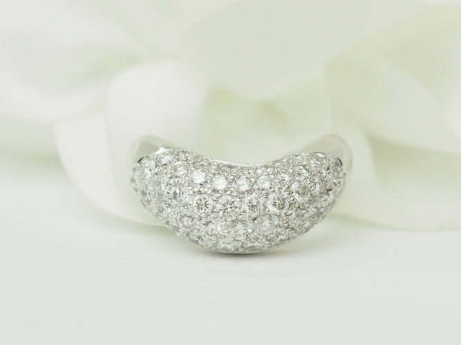 Bague 51 Bague vague pavée de diamants en or blanc 58 Facettes 33754