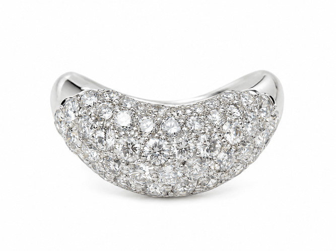 Bague 51 Bague vague pavée de diamants en or blanc 58 Facettes 33754