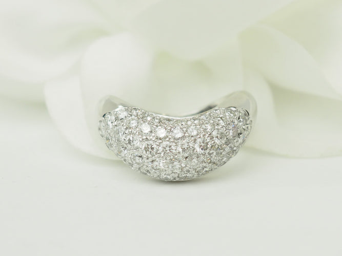 Bague 51 Bague vague pavée de diamants en or blanc 58 Facettes 33754