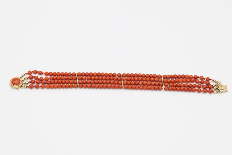 Bracelet Bracelet ancien en or jaune 14 carats et corail 58 Facettes 12207