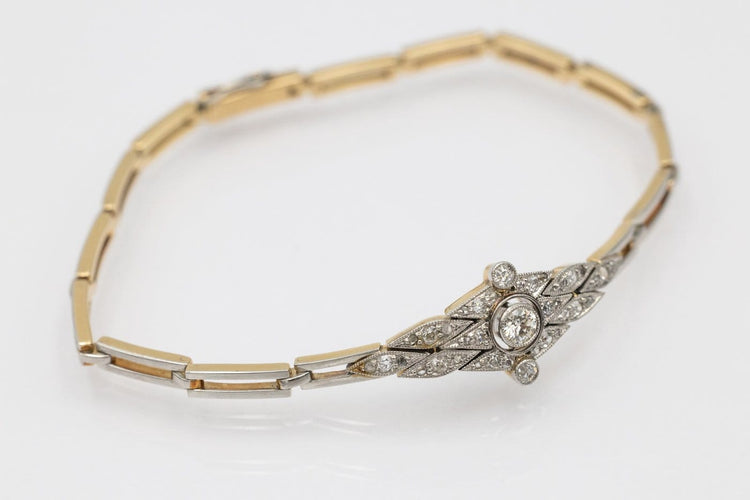 Bracelet Art déco - Bracelet en or jaune, platine et diamants, vers 1930 58 Facettes 12208