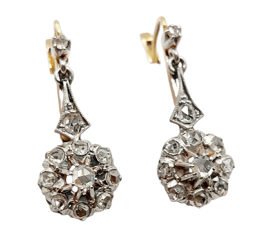 Boucles d'oreilles Dormeuses marguerite - Boucles d'oreilles en or 18k, platine et diamants 58 Facettes A07334