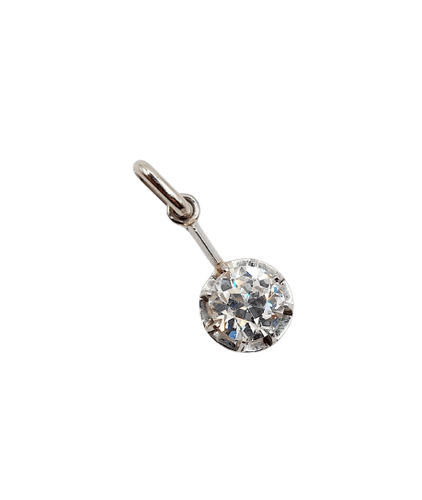 Pendentif Pendentif antique en or blanc et platine, diamant 0,95 ct 58 Facettes A07287