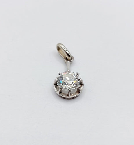 Pendentif Pendentif antique en or blanc et platine, diamant 0,95 ct 58 Facettes A07287