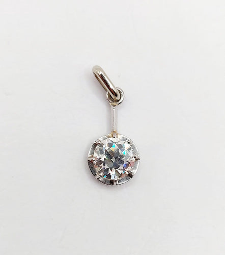 Pendentif Pendentif antique en or blanc et platine, diamant 0,95 ct 58 Facettes A07287