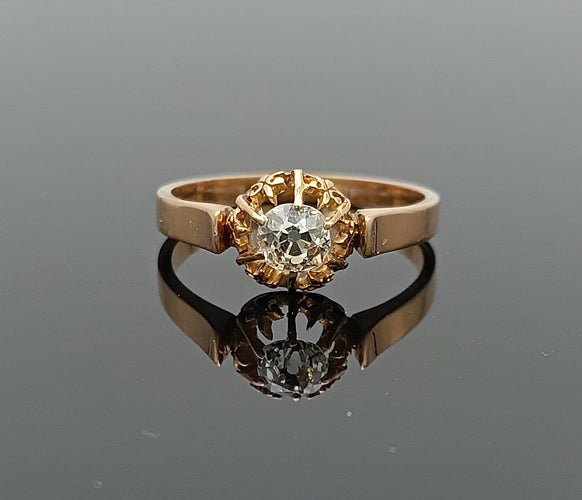 Bague 54 Bague solitaire XIXe en or 18K et diamant 58 Facettes SADD/310