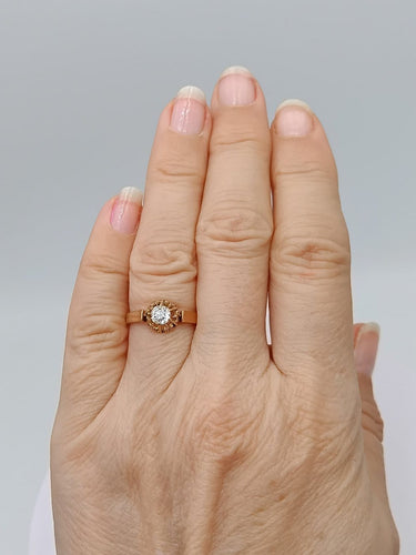 Bague 54 Bague solitaire XIXe en or 18K et diamant 58 Facettes SADD/310