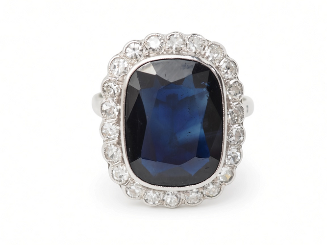 Bague 59 Bague Pompadour en platine, saphir et diamants 58 Facettes 33307