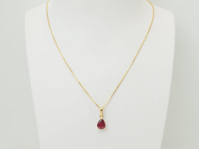 Pendentif Pendentif rubis taille poire en or jaune 58 Facettes GN6H