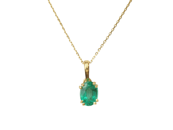 Pendentif Pendentif en or jaune et émeraude naturelle 1,23 ct 58 Facettes CLAL 0024