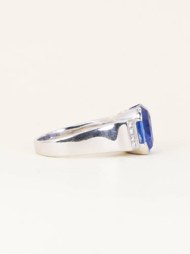 Bague 58.5 Bague cocktail en or blanc, saphir Ceylan et diamants 58 Facettes 1203.1