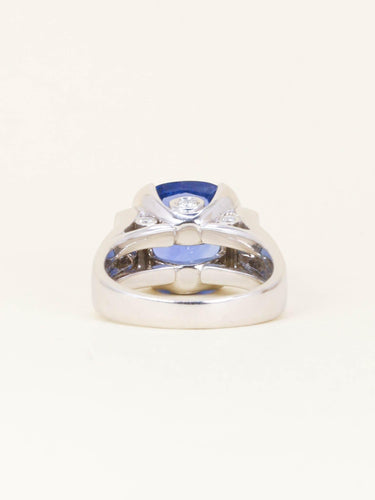 Bague 58.5 Bague cocktail en or blanc, saphir Ceylan et diamants 58 Facettes 1203.1