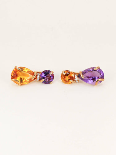 Boucles d'oreilles Chanel Vénitien - Boucles d'oreilles en or jaune, améthystes, citrines et diamants 58 Facettes 1265.4