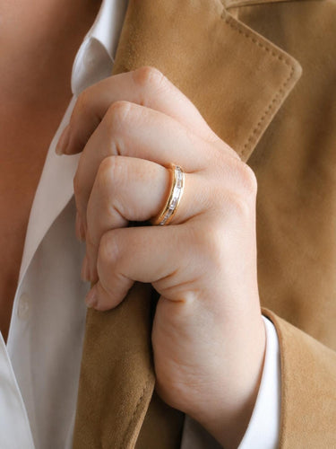 Bague 56 Rolex - Alliance en or jaune et diamants baguette 58 Facettes 1272