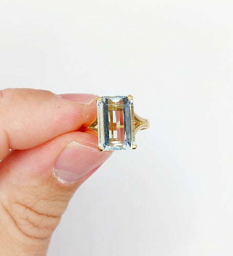 Bague 50 Bague cocktail vintage en or 18k et aigue-marine 58 Facettes A07289