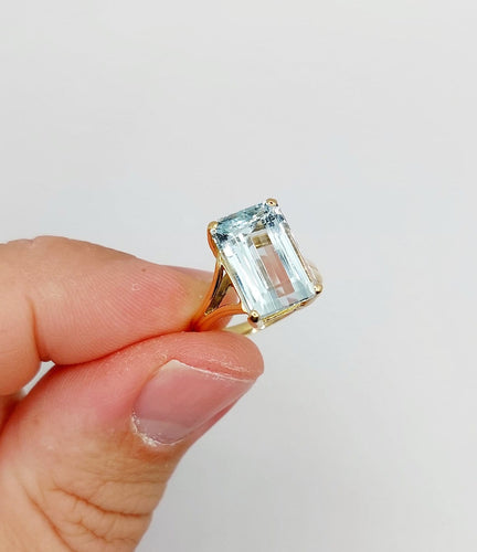 Bague 50 Bague cocktail vintage en or 18k et aigue-marine 58 Facettes A07289
