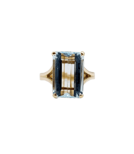 Bague 50 Bague cocktail vintage en or 18k et aigue-marine 58 Facettes A07289