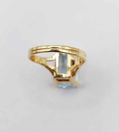 Bague 50 Bague cocktail vintage en or 18k et aigue-marine 58 Facettes A07289
