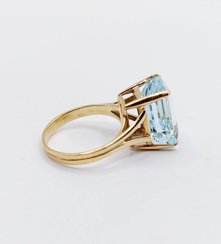 Bague 50 Bague cocktail vintage en or 18k et aigue-marine 58 Facettes A07289