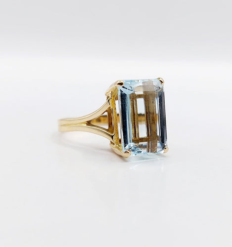 Bague 50 Bague cocktail vintage en or 18k et aigue-marine 58 Facettes A07289