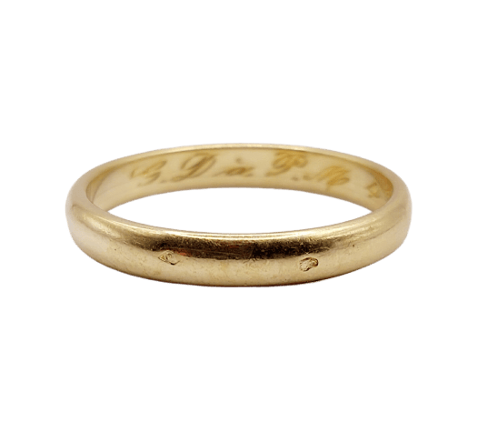 Bague 57.5 Alliance antique gravée en or 18k 58 Facettes A07290