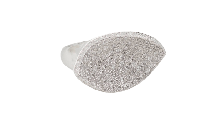 Bague 52.5 Bague feuille pavée en or blanc 18 kt et diamants 58 Facettes 18487