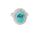 Bague 56 Bague Pompadour en or blanc 18 kt avec diamants et turquoise cabochon 58 Facettes 33204