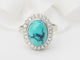 Bague 56 Bague Pompadour en or blanc 18 kt avec diamants et turquoise cabochon 58 Facettes 33204