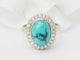 Bague 56 Bague Pompadour en or blanc 18 kt avec diamants et turquoise cabochon 58 Facettes 33204