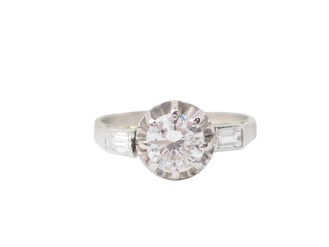Bague Bague solitaire en platine et diamants 58 Facettes 32316