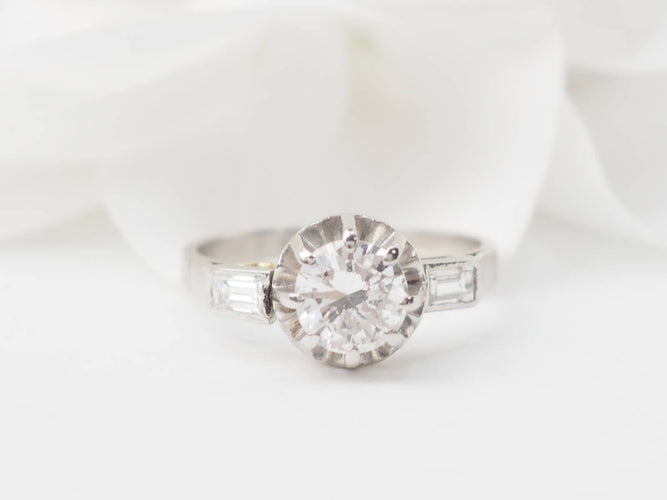 Bague Bague solitaire en platine et diamants 58 Facettes 32316