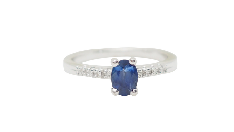 Bague Bague solitaire en or jaune, saphir et diamants 58 Facettes 31391