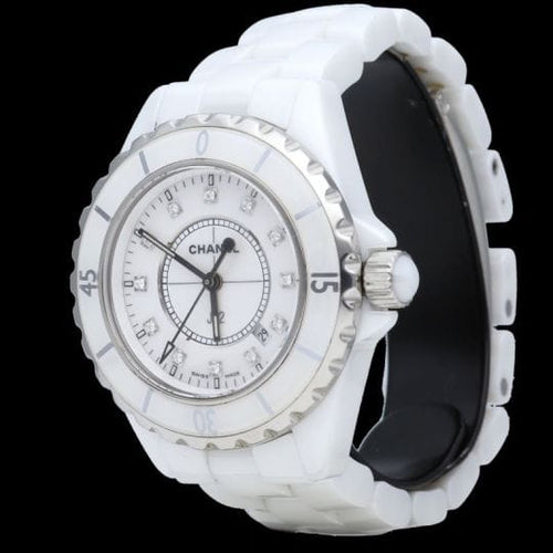 Montre Chanel J12 - Montre 33 mm en céramique et diamants 58 Facettes MT46964