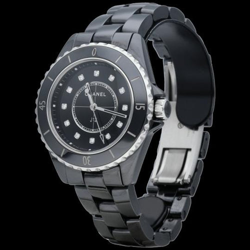 Montre Chanel J12 - Montre 33 mm en céramique et diamants 58 Facettes MT46966