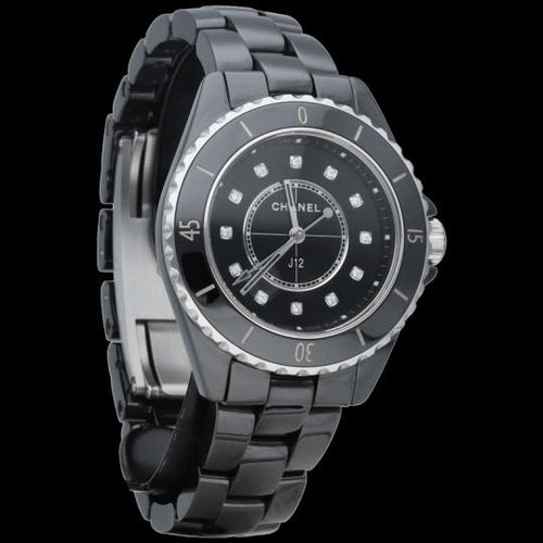 Montre Chanel J12 - Montre 33 mm en céramique et diamants 58 Facettes MT46966