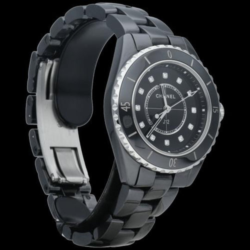 Montre Chanel J12 - Montre 33 mm en céramique et diamants 58 Facettes MT46966