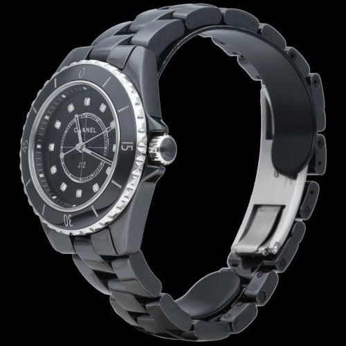 Montre Chanel J12 - Montre 33 mm en céramique et diamants 58 Facettes MT46966
