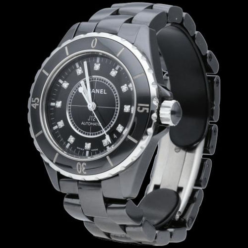Montre Chanel J-12 - Montre 38 mm en céramique et diamants 58 Facettes MT46967