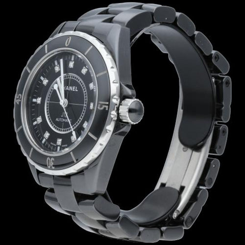 Montre Chanel J-12 - Montre 38 mm en céramique et diamants 58 Facettes MT46967