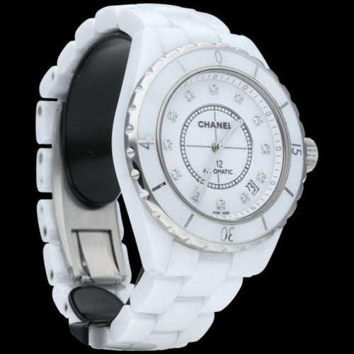 Montre Chanel J-12 - Montre 38 mm en céramique et diamants 58 Facettes MT46970