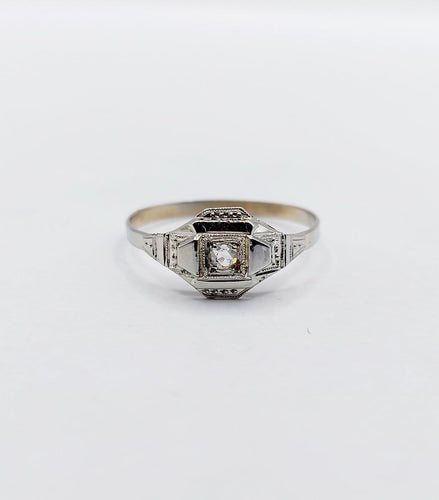 Bague 55 Bague Art déco en or blanc 18k et diamant taille rose 58 Facettes A07173