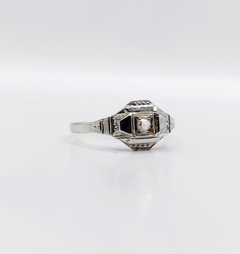 Bague 55 Bague Art déco en or blanc 18k et diamant taille rose 58 Facettes A07173
