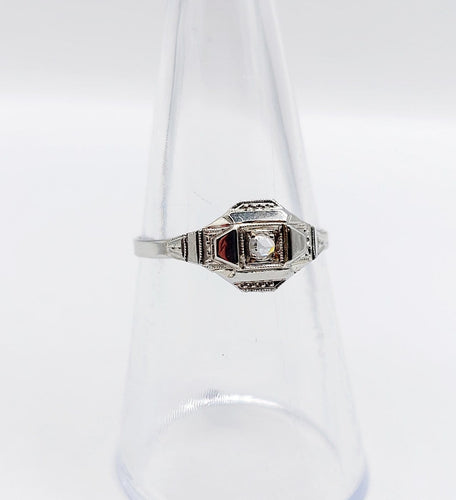 Bague 55 Bague Art déco en or blanc 18k et diamant taille rose 58 Facettes A07173