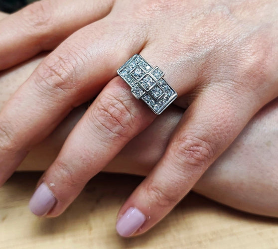 Bague 58 Bague Tank en platine et diamants 58 Facettes DV-TANK-PT