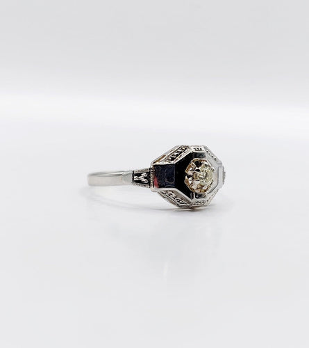 Bague 54 Bague Art déco en or blanc 18k et diamant 58 Facettes A07174